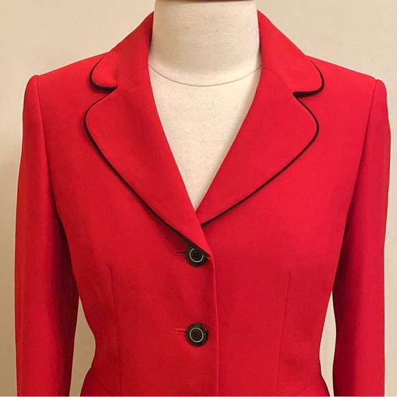Jones New York Suit Separates Vintage Red Black Button Lined Blazer Jacket SZ 4 - Picture 2 of 13